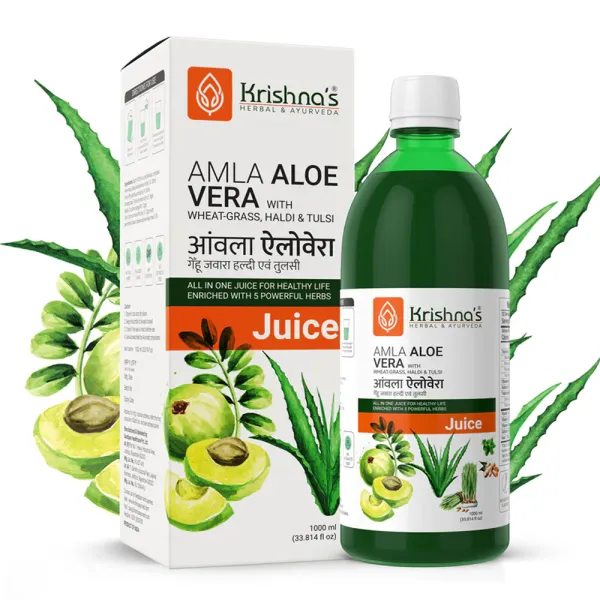 Krishna's Herbal & Ayurveda Amla Aloe Vera Wheat grass Haldi Tulsi Juice