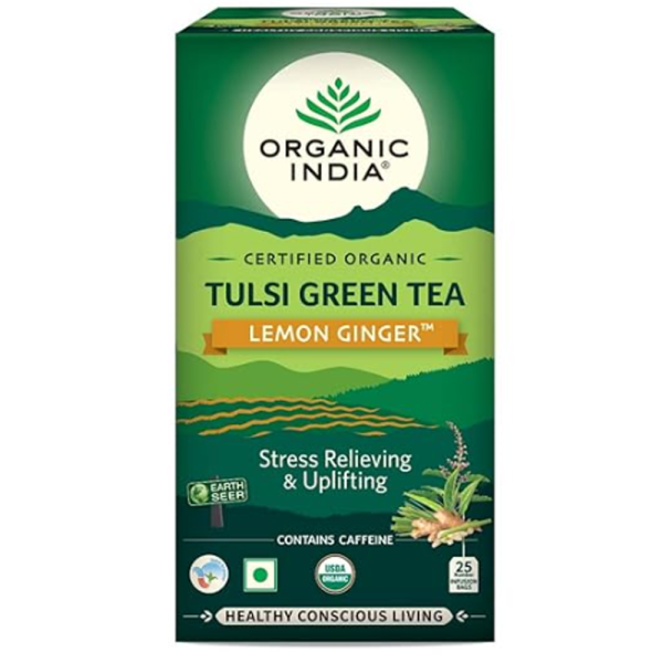 Organic India Tulsi Green Tea Lemon Ginger